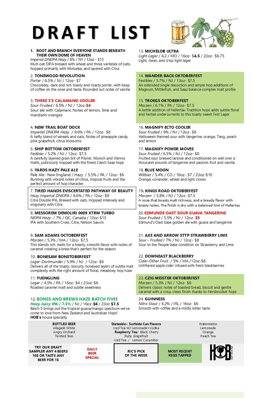 draft menu
